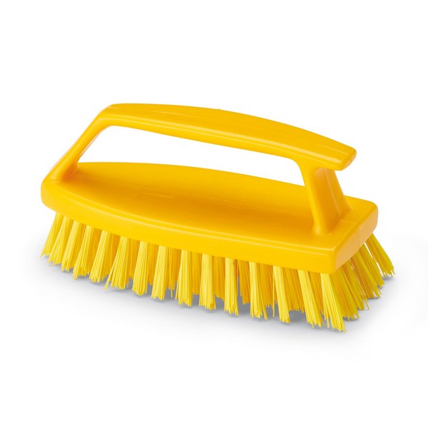 Щётка с держателем, 155 мм, жёсткий ворс, жёлтая