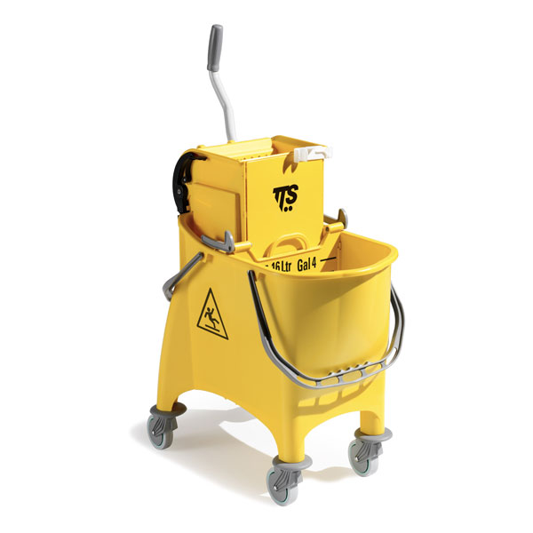 Ведро с отжимом Witty O-Key, 30 л., желтое, на колесах