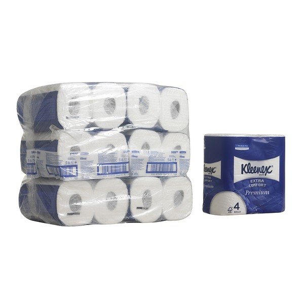 Туалетная бумага  в стандартных рулонах Kleenex Premium Extra Comfort четырёхслойная (24 рулона х 19,2 метра)