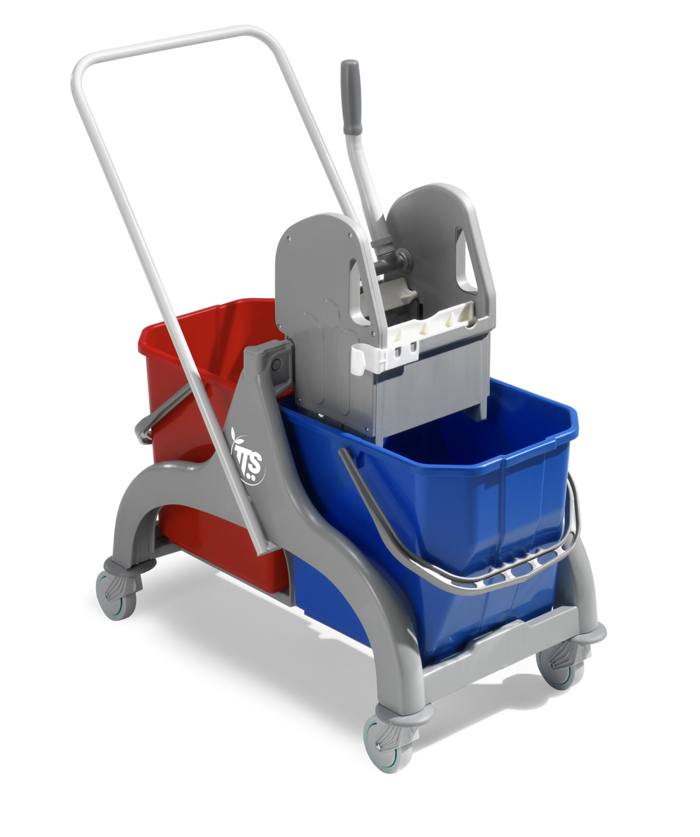 Уборочная тележка Nick 30, с U-образной окрашеной ручкой и отжимом Tec, серая база, двухведерная