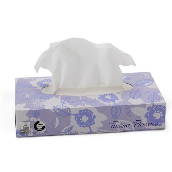 Салфетки для лица Facial Tissues Flowers, в пачках, белые