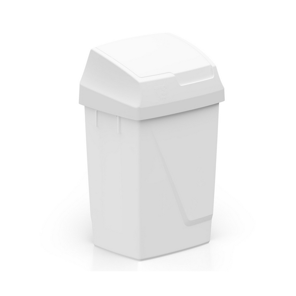 Мусорное ведро с крышкой Lindy Swing белое, 50 л, набор этикеток для раздельного сбора мусора