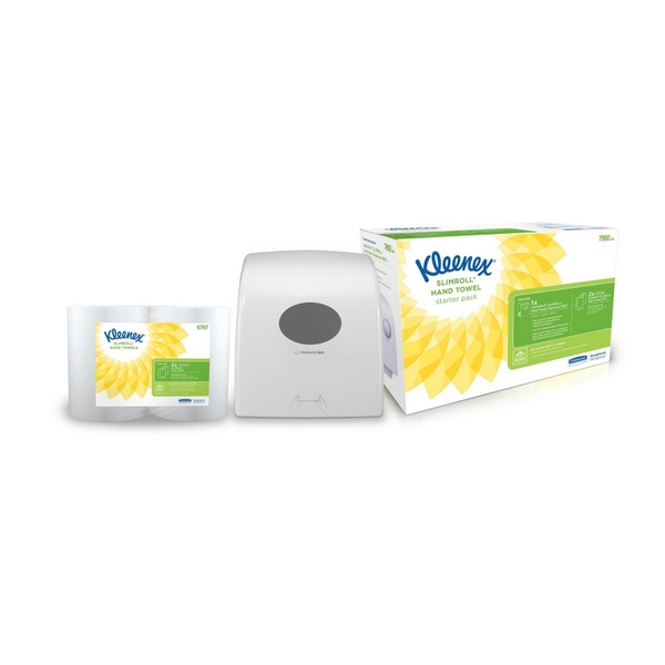 Стартовый набор  рулонных полотенец с диспенсером Kleenex® SlimRoll (дозатор + 2 рулона x 100 метров)