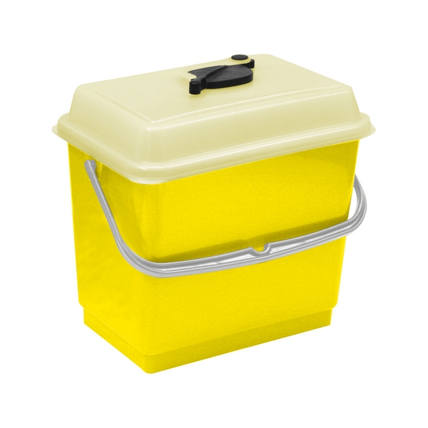 Ведро 4 л., жёлтое, с крышкой, для одноразовых салфеток, 10 шт.