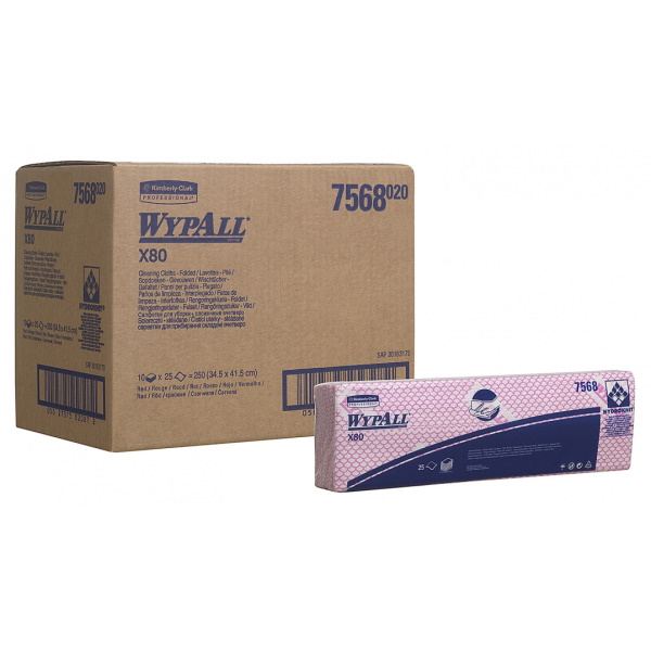 Салфетки Wypall X80 - Сложенные / Красный