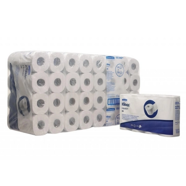 Туалетная бумага  в стандартных рулонах Kleenex 350 двухслойная с логотипом (64 рулона х 42 метра)