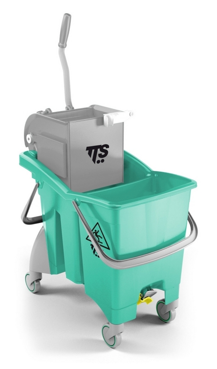 Двойное ведро Action Pro с 2 дренажными пробками и O-KEY отжимом, 30 л, зеленое, на колесах