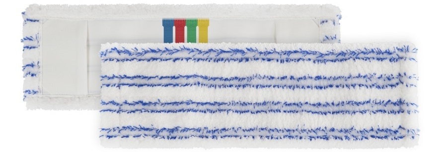 Моп Wet Disinfection soft band, микрофибра, белый с синими полосками, 50 см, с карманами