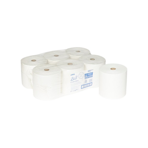 Бумажные полотенца  в рулонах Scott® XL белые однослойные (6 рулонов х 354 метров)