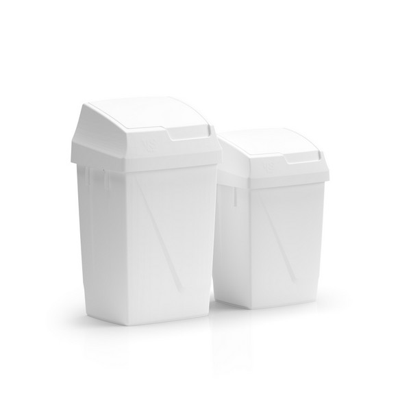 Мусорное ведро с крышкой Lindy Swing, белое, 25 л, набор этикеток для раздельного сбора мусора