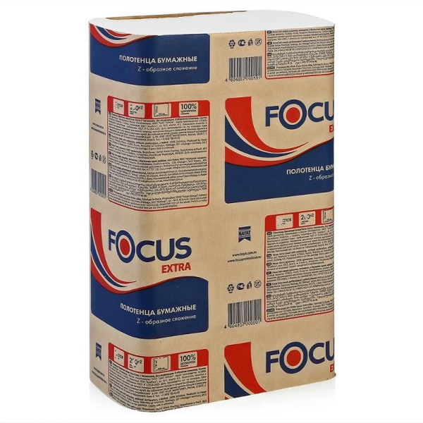 Бумажные полотенца  в листах Focus Extra белые однослойные (12 пачек x 250 листов)