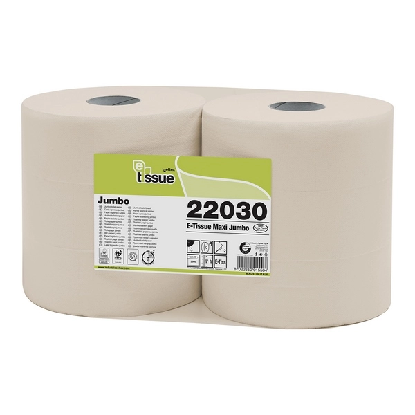 Туалетная бумага E-Tissue Maxi Jumbo, двухслойная (1 пачка х 6 рулонов)