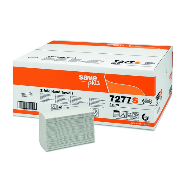 Бумажные полотенца SAVE-Z FOLDED HAND TOWEL, двухслойные (1 упк. x 25 пачек)