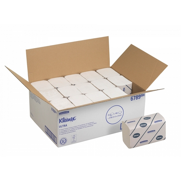 Бумажные полотенца  в пачках Kleenex® Ultra белые двухслойные (15 пачек х 186 листов)