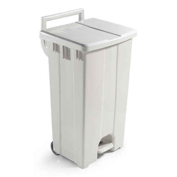 Контейнер для мусора белый, 90 л, с педалью