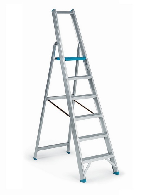 Стремянка алюминиевая, с 6 ступенями, высота 214 см