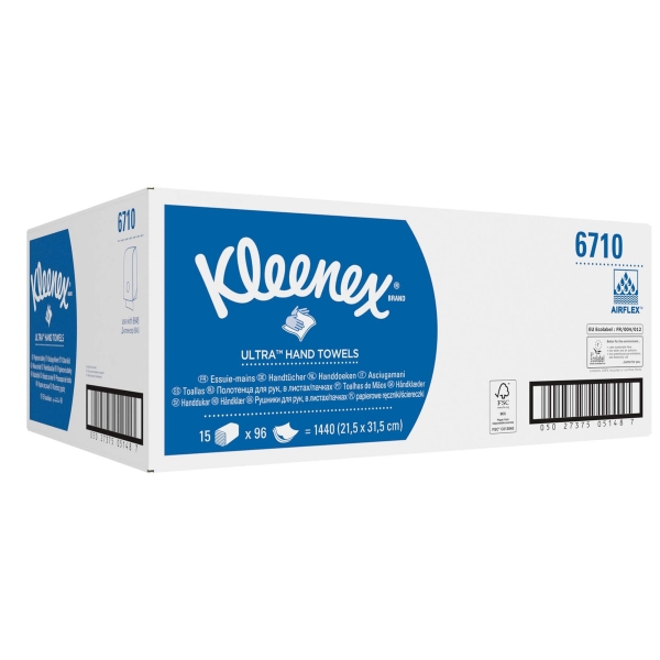 Бумажные полотенца  в пачках Kleenex® Ultra белые трехслойные (15 пачек х 96 листов)
