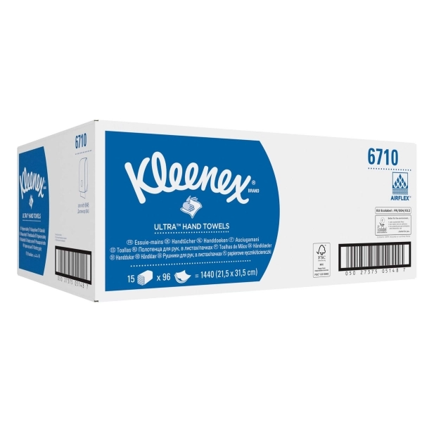 Бумажные полотенца  в пачках Kleenex® Ultra белые трехслойные (15 пачек х 96 листов)