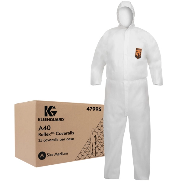 Комбинезон  KLEENGUARD® A40 REFLEX Воздухопроницаемый  для защиты от брызг и твердых частиц с капюшоном / Белый / Размер: M