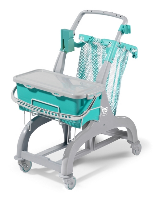 Уборочная тележка Nick Hermetic 105, серая база и рукоятка, зелёное ведро 10 Л, держатель мешка 50 Л