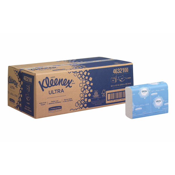 Бумажные полотенца  в пачках Kleenex® Ultra MultiFold белые двухслойные (16 пачек х 150 листов)