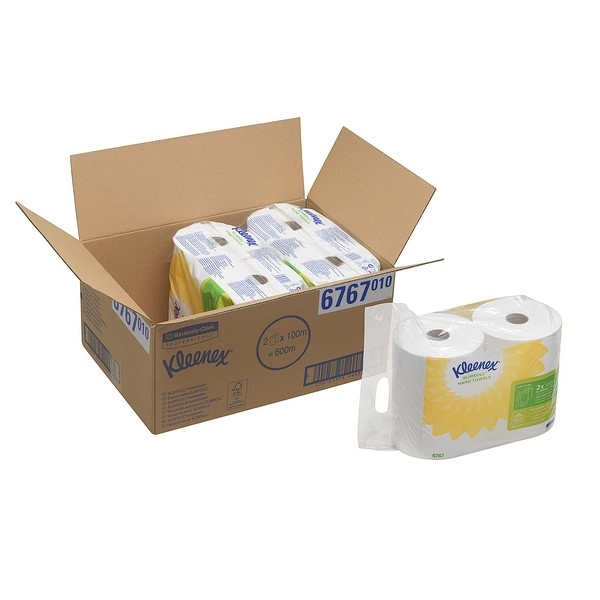 Стартовый набор  Бумажные полотенца в рулонах Kleenex®SlimRoll белые однослойные (2 рулона х 100 метров)