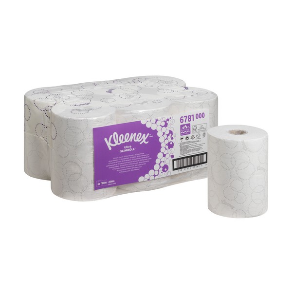 Бумажные полотенца  в рулонах Kleenex® Ultra SlimRoll белые двухслойные (6 рулонов х 100 метров)