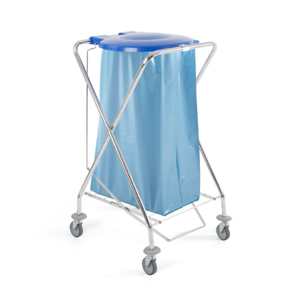 Тележка Dust 120 л с крышкой и педалью хромированная