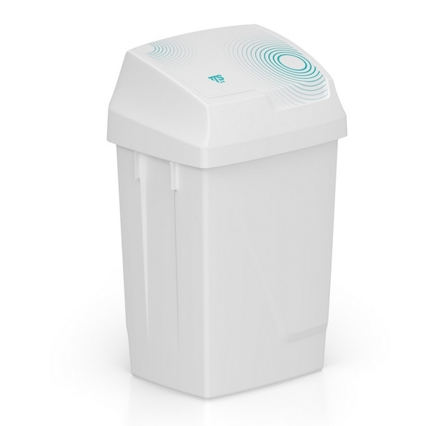 Мусорное ведро с крышкой Lindy Swing белое, 50 л, набор этикеток для раздельного сбора мусора