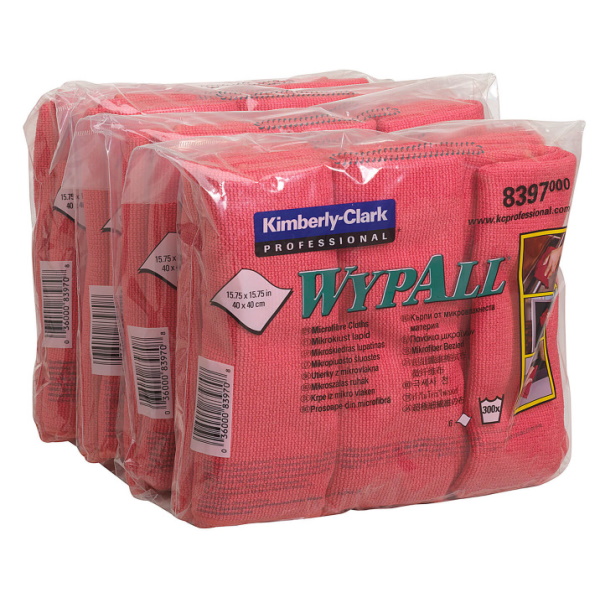 Протирочные салфетки Wypall микрофибра - Сложенная / Красный