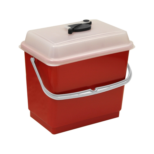 Ведро 4 л., красное, с крышкой, для одноразовых салфеток, 10 шт.