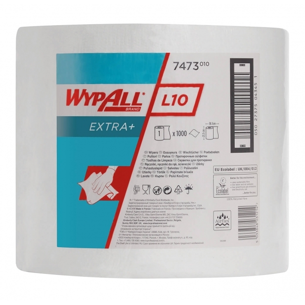 Протирочные салфетки Wypall L10 extra - Большой рулон / Белый
