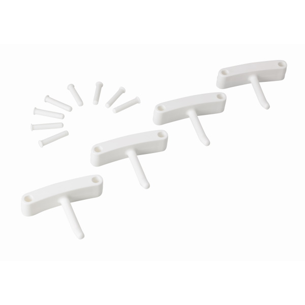 Крючок к настенным креплениям арт. 1017 и 1018, 140 мм, 4 шт., белый