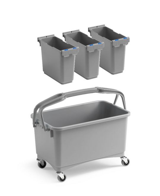 Комплект Eroy E-09 Ведро для уборки туалета БЕЗ колес, 28 л, c 3-мя контейнерами, серое