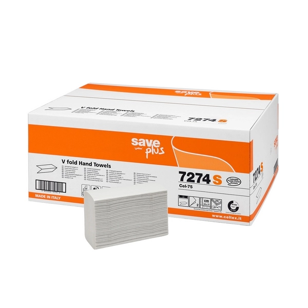 Бумажные полотенца SAVE-V FOLDED HAND TOWEL, двухслойные (1 упк. x 15 пачек)