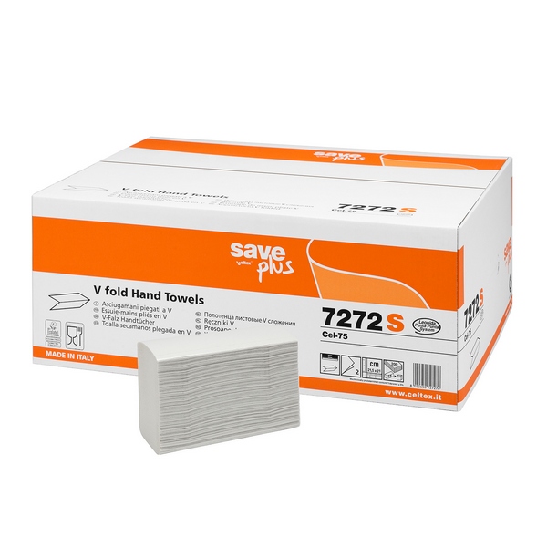 Бумажные полотенца SAVE-V FOLDED HAND TOWEL, двухслойные (1 упк. x 15 пачек)