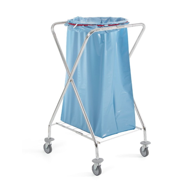 Тележка Dust 120 л с круглой горловиной, хромированная, складная