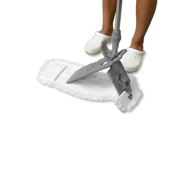 Держатель для мопов Blik с педалью и зажимом для мопов с карманами, 40 см, серый