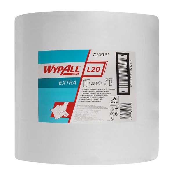 Протирочные салфетки Wypall L20 extra - Большой рулон / Белый