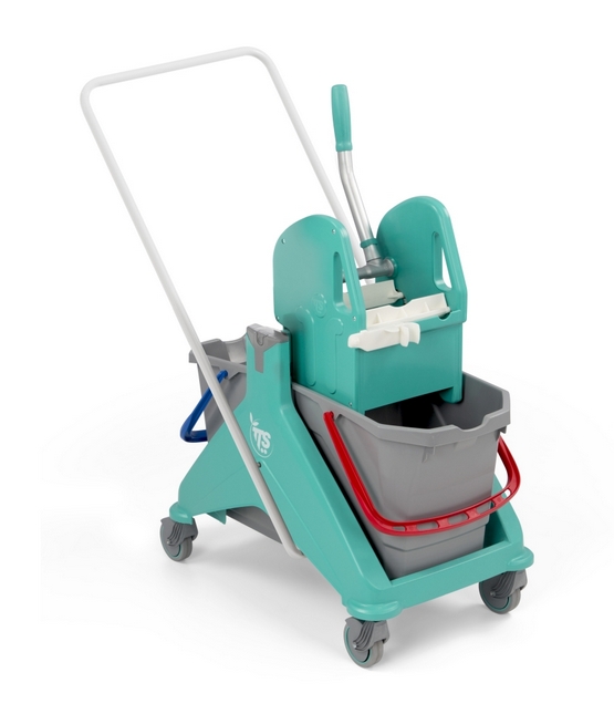 Уборочная тележка NICKITA двухведёрная (25+25 Л) с отжимом TEC и U-образной ручкой, зелёная база