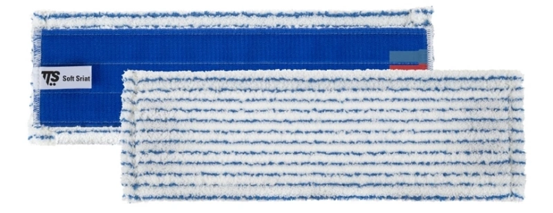 Моп SOFT STRIAT из микрофибры, белый с синими полосками, на липучке, 40 см
