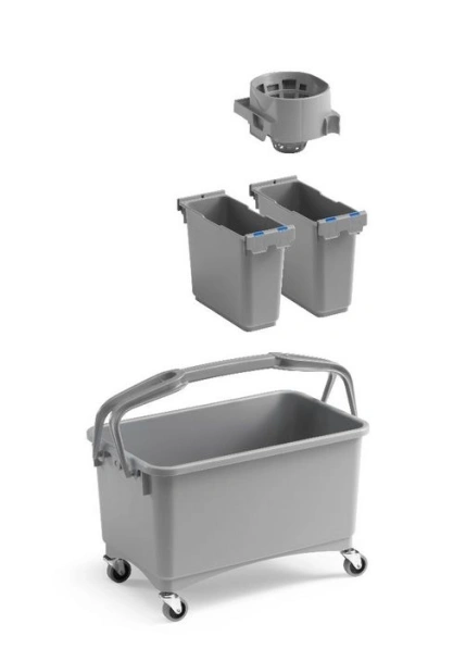 Комплект Eroy E-06 Ведро для уборки туалета БЕЗ колес, 28 л, c 2-мя контейнерами и отжимом, серое