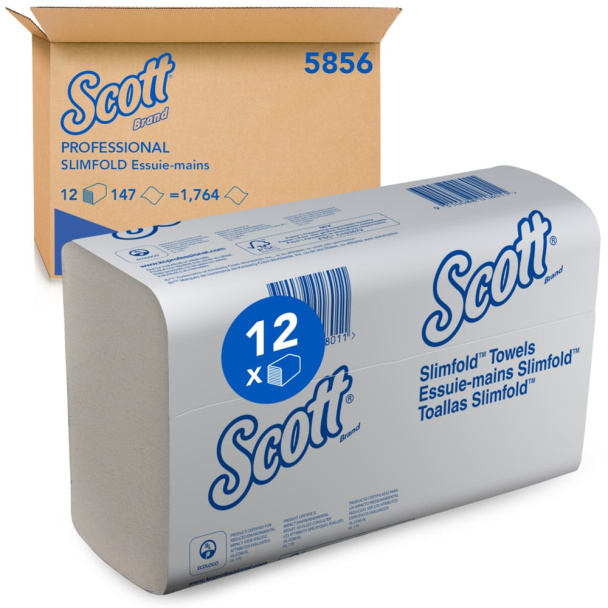 Бумажные полотенца  в пачках Scott® SlimFold белые однослойные (12 пачек х 147 листов)