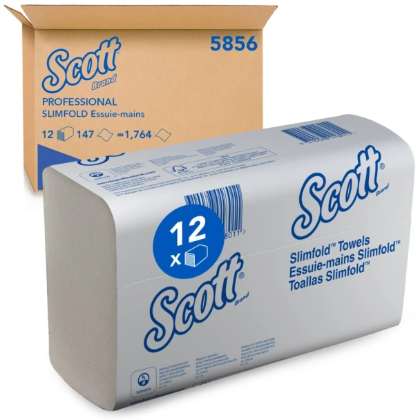 Бумажные полотенца  в пачках Scott® SlimFold белые однослойные (12 пачек х 147 листов)