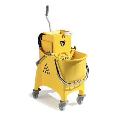 Ведро с отжимом Witty O-Key, 30 л., желтое, на колесах