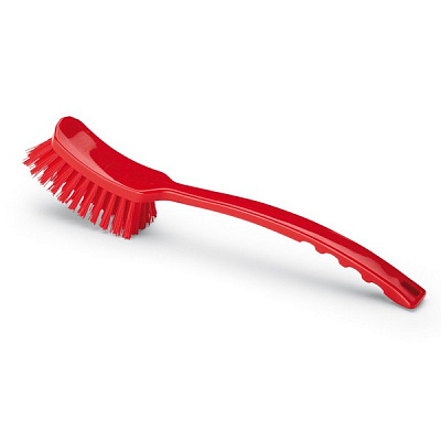 Щётка для мытья, длинная, 450 мм, жёсткий ворс, красная