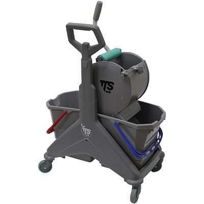 Уборочная тележка Nickita Dry, роликовый отжим, боковая ручка, двухведерная