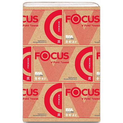 Бумажные полотенца в листах Focus Premium белые двухслойные (15 пачек х 200 листов)