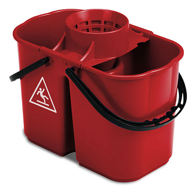 Ведро двойное для уборки FOX, 8+6 л., красное, с отжимом