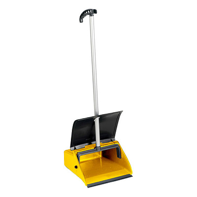 Совок Clip для мусора, ударопрочный пластик, с крышкой, 28 см, желтый